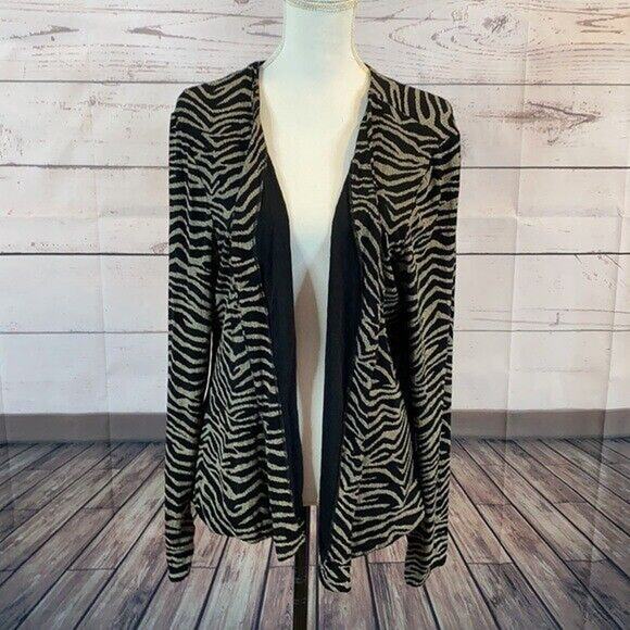 Channa Cardigan Sweater Womens XL Black Zebra Slinky Stretch Shimmer Formal - Picture 8 of 12